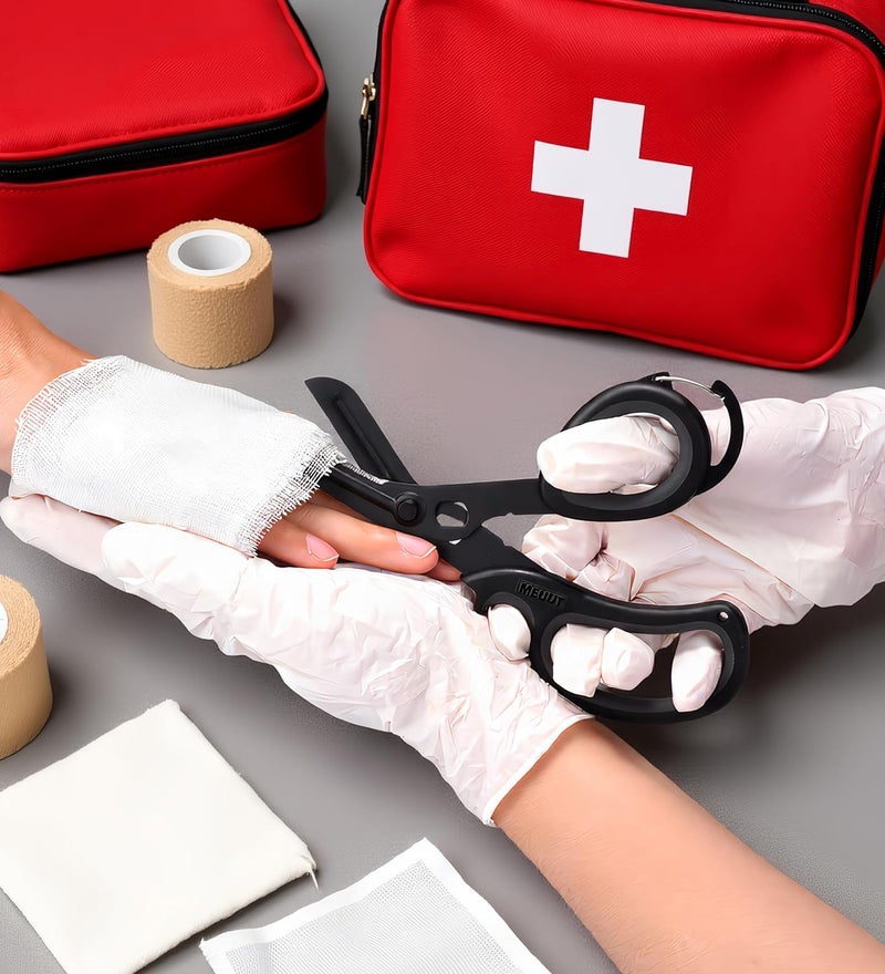 MEUUT 2 Pack Medical Scissors Trauma Shears with Carabiner design for left and right hand, 7.5" Fluoride Coated Non-stick Blades Bandage Scissor for Nurses, EMT, Household, outdoors - Image 2